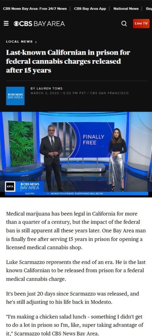 Last-known Californian in prison for federal cannabis charges released after 15 years