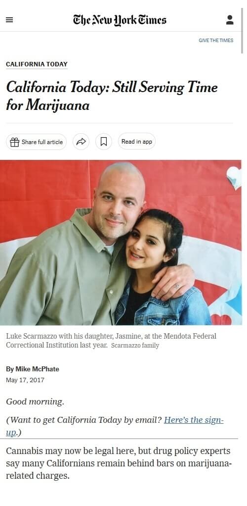 California Today: Still Serving Time for Marijuana